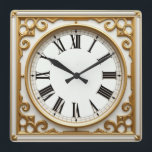 Art Deco Gold Square Wall Clock<br><div class="desc">Great clock design. You will love it like others. Be free to use this design for other product you like or to customise and add your text. Follow me for more. Thank you. Have a nice day.</div>