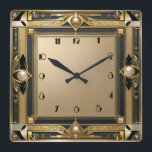 Art Deco gold Square Wall Clock<br><div class="desc">Great clock design. You will love it like others. Be free to use this design for other product you like or to customise and add your text. Follow me for more. Thank you. Have a nice day.</div>