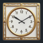 Art Deco Gold Square Wall Clock<br><div class="desc">Great clock design. You will love it like others. Be free to use this design for other product you like or to customise and add your text. Follow me for more. Thank you. Have a nice day.</div>