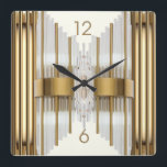 Art Deco gold Square Wall Clock<br><div class="desc">Great clock design. You will love it like others. Be free to use this design for other product you like or to customise and add your text. Follow me for more. Thank you. Have a nice day.</div>