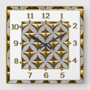 Art Deco Gold Square Wall Clock