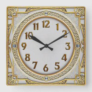 Art Deco Gold Square Wall Clock