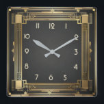 Art Deco Gold Square Wall Clock<br><div class="desc">Great clock design. You will love it like others. Be free to use this design for other product you like or to customise and add your text. Follow me for more. Thank you. Have a nice day.</div>