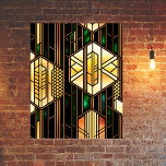 Art Deco Gold Stained Glass Artwork Poster<br><div class="desc">This stained glass design is an art deco-inspired pattern featuring intricate, generative art made up of geometric lines that create symmetrical patterns. The colours used in the pattern are bright and vibrant, giving the design a sense of depth and dimensionality. Rendered using state-of-the-art technology, this stained glass design is an...</div>