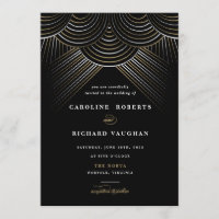 Art Deco Gold String Lights Wedding Invitation
