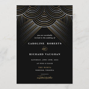 Art Deco Gold String Lights Wedding Invitation