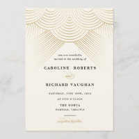 Art Deco Gold String Lights Wedding Invitation