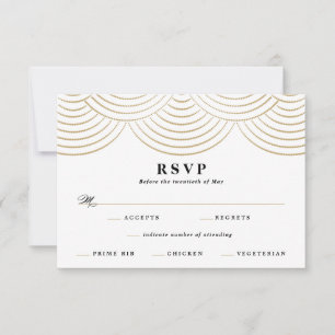 Art Deco Gold String Lights Wedding Response Card