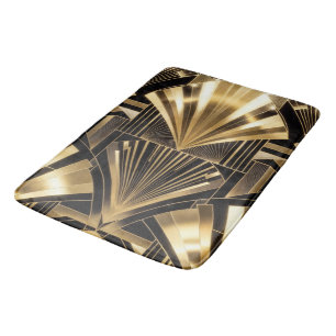 Art Deco Gold Sunburst Black Gold Geometric Luxury Bath Mat
