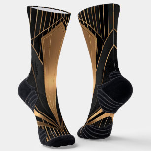 Art Deco Gold Sunburst Luxury Geometry Socks