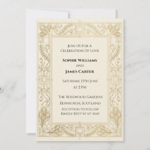 Art Deco Gold Wedding Invitation