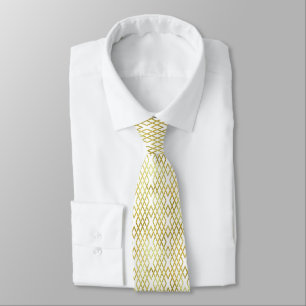 Art Deco Gold & White Diamond Pattern Tie