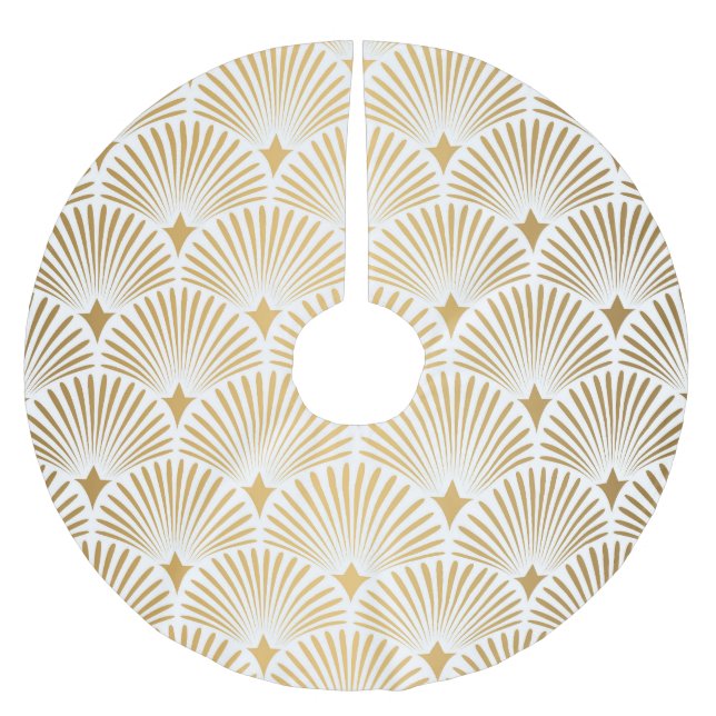 Art Deco: Gold-White Elegance. Brushed Polyester Tree Skirt (Front)