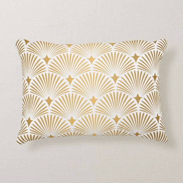 Art Deco: Gold-White Elegance. Decorative Cushion (Front)
