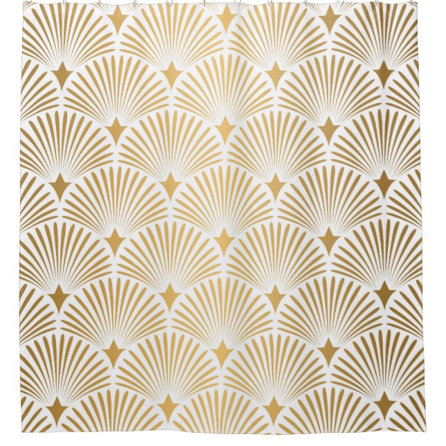 Art Deco: Gold-White Elegance. Shower Curtain (Front)