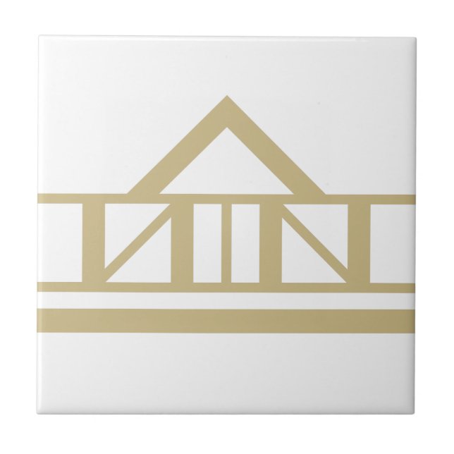 Art Deco Gold White Simple Geometric Border 02 Tile (Front)