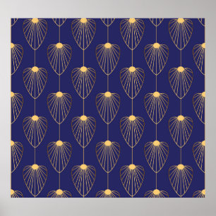 Art Deco golden floral: elegant. Poster