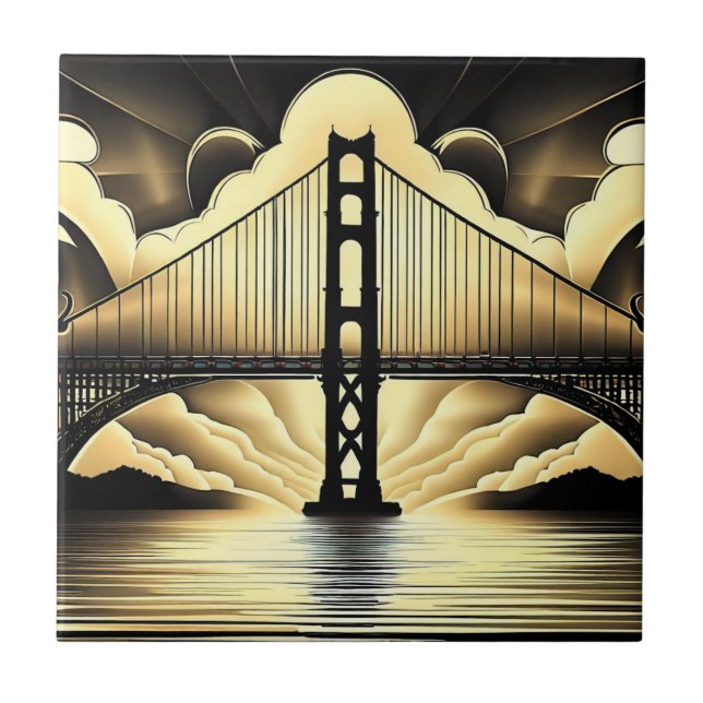 Art Deco Golden Gate Bridge Tile (Front)