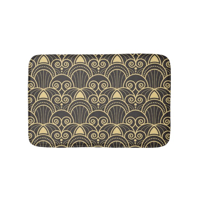 Art Deco: Golden Geometric Tiles. Bath Mat (Front)