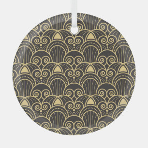 Art Deco: Golden Geometric Tiles. Glass Tree Decoration