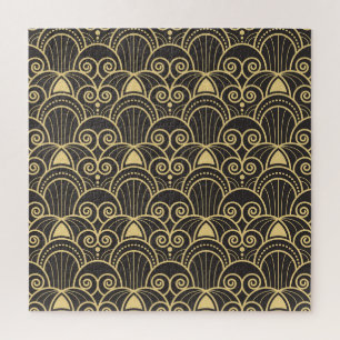 Art Deco: Golden Geometric Tiles. Jigsaw Puzzle