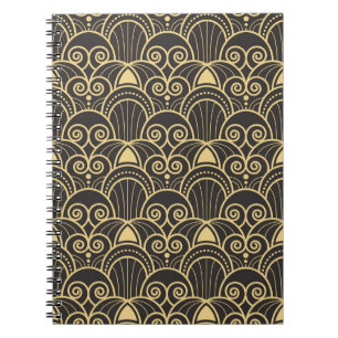 Art Deco: Golden Geometric Tiles. Notebook