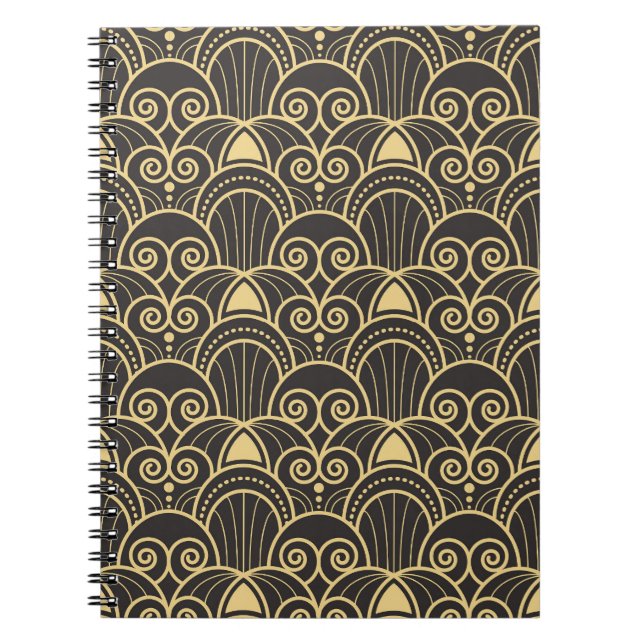 Art Deco: Golden Geometric Tiles. Notebook (Front)