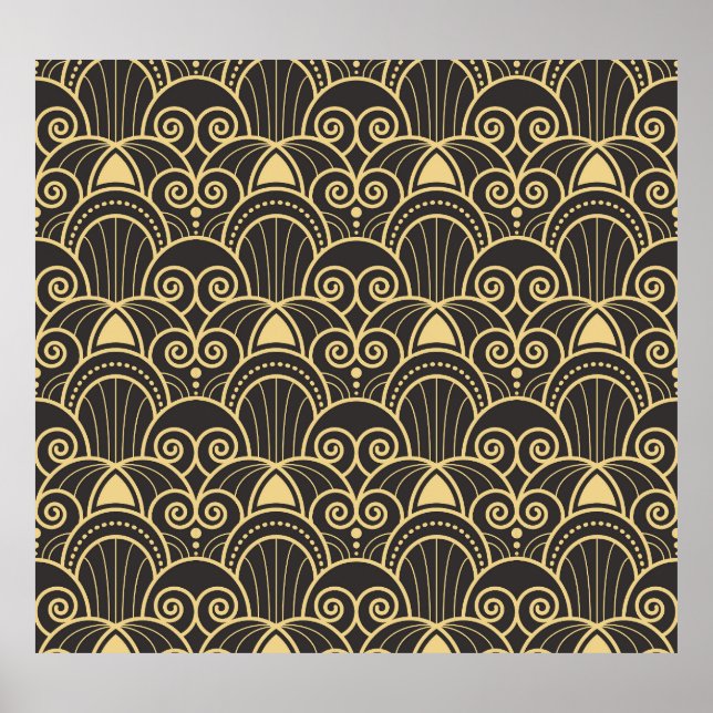 Art Deco: Golden Geometric Tiles. Poster (Front)