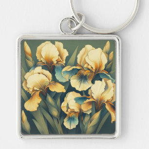 Art Deco Golden Iris Keychain