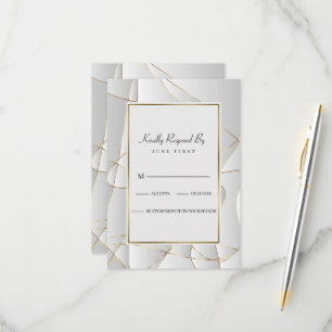 Art Deco Golden Lines RSVP Card
