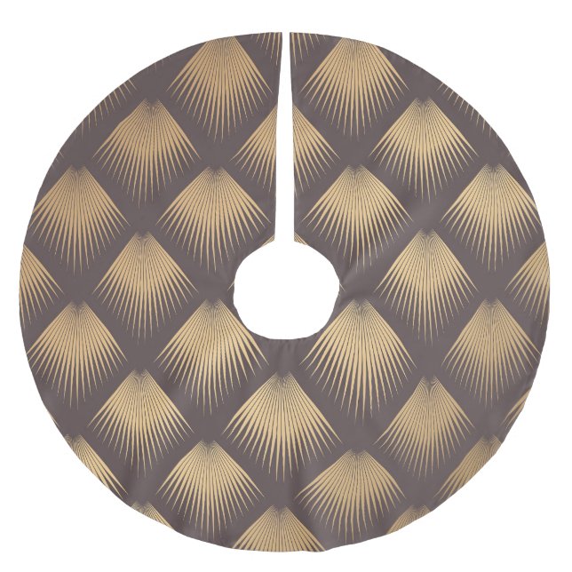 Art Deco Golden: Minimalistic Seamless Brushed Polyester Tree Skirt (Front)