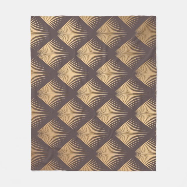 Art Deco Golden: Minimalistic Seamless Fleece Blanket (Front)