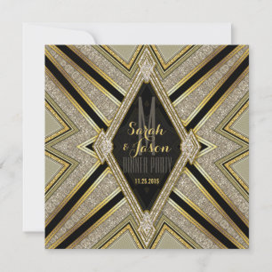 Art Deco Goldy Diamonds Dinner Party Invitations