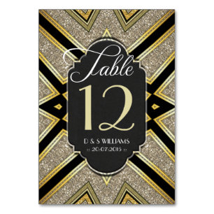 Art Deco Goldy Wedding Table Number Cards