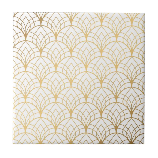 Art Deco gradient gold bronze pattern Tile (Front)