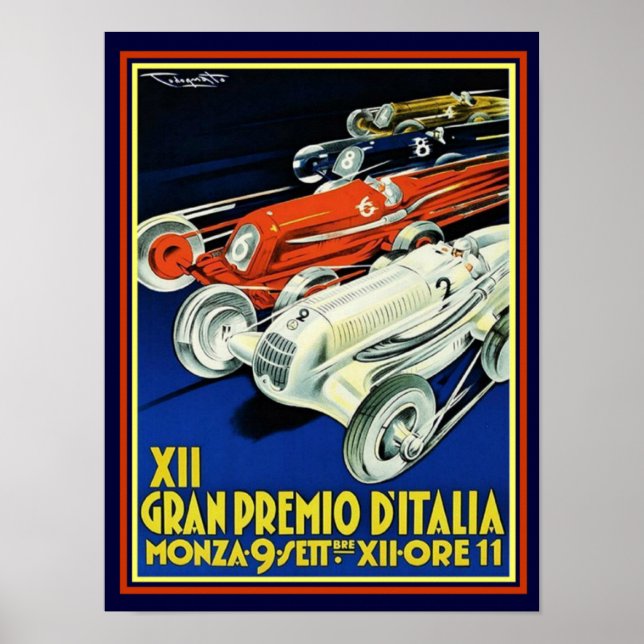 Art Deco Gran Premio D'Italia Poster 12 x 16 (Front)