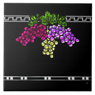 Art Deco Grapes (Ceramic Tile) Tile