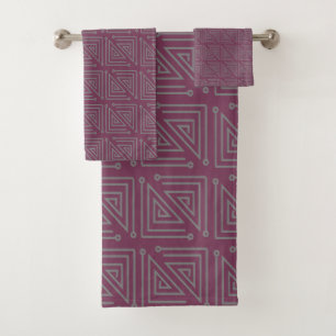 Art Deco Gray Mazes Bath Towel Set
