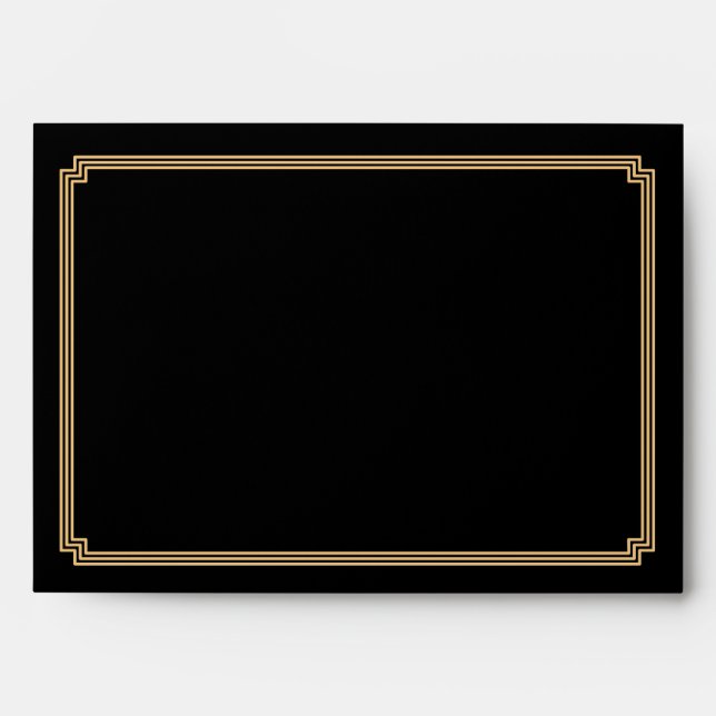 Art Deco Great Gatsby Black Wedding Envelopes A7 (Front)