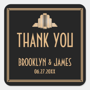 Art Deco Great Gatsby Black Wedding Stickers