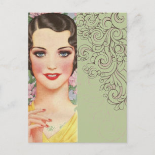 Art deco great gatsby Parisian fashionista Postcard