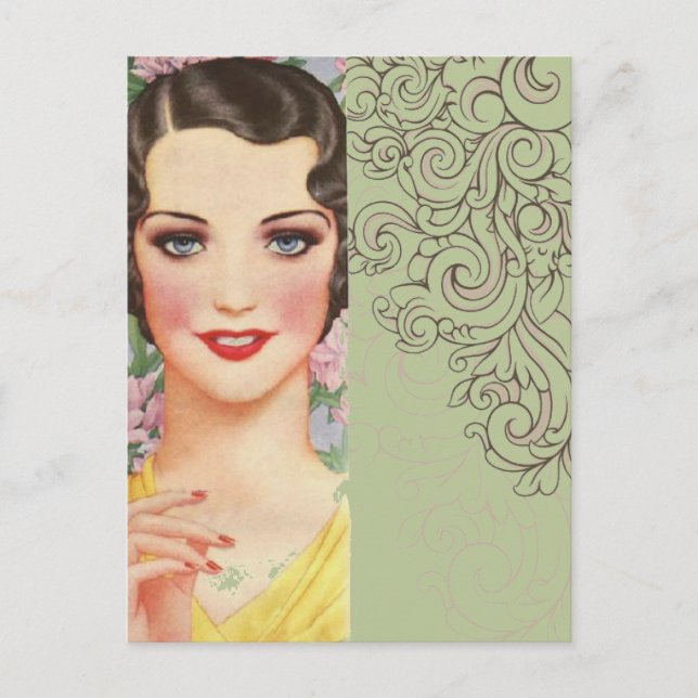 Art deco great gatsby Parisian fashionista Postcard (Front)
