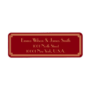 Art Deco Great Gatsby Red Return Address Labels