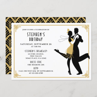 Art Deco/Great Gatsby/Roaring 1920s Birthday Party Invitation