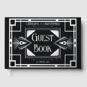 Art deco great gatsby roaring 20's real foil  guest book