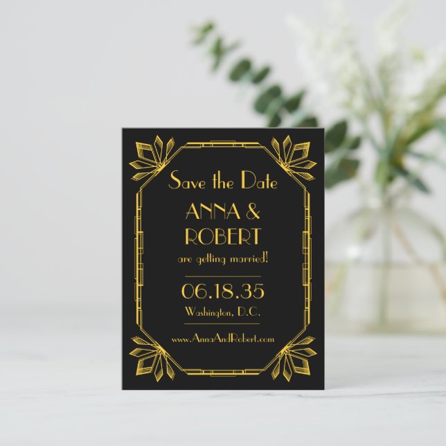 Art Deco Great Gatsby Save The Date (Standing Front)