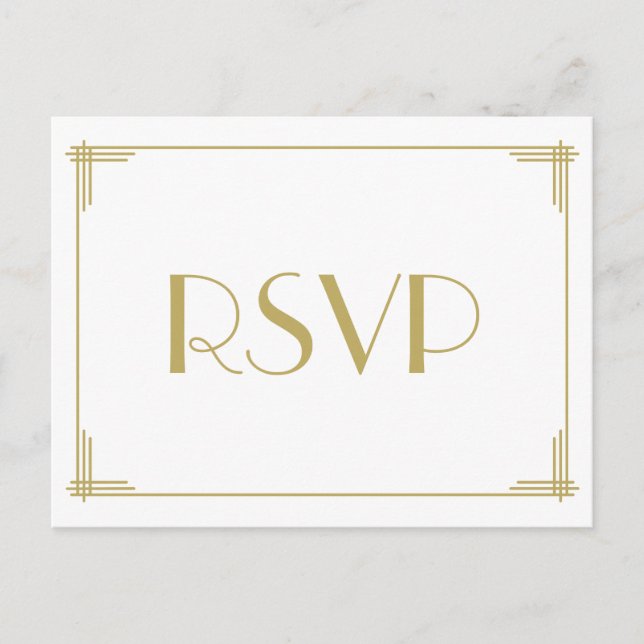 Art Deco Great Gatsby Wedding RSVP Postcards (Front)