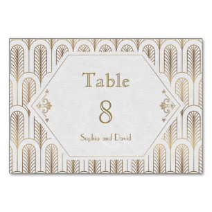 Art Deco Great Gatsby White Wedding Table Number