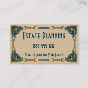 Art Deco Green and Gold Framed Professional Business Card