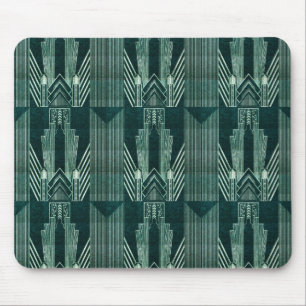 Art deco, Green,black, pattern,art nouveau,vintage Mouse Mat